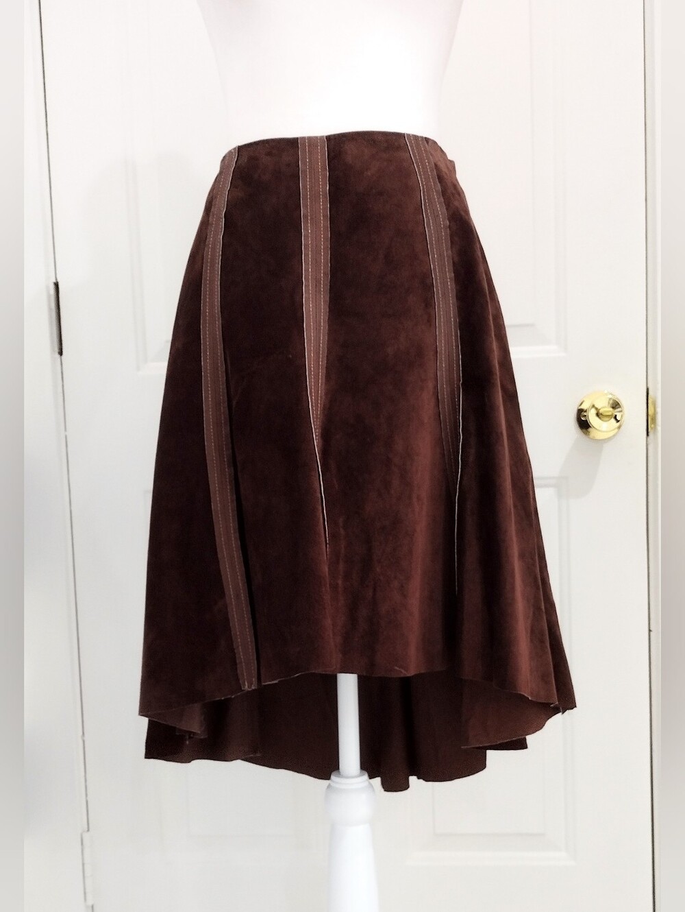Y2K Heart Moon Sz 6 Brown Suede A-Line Women’s Skirt